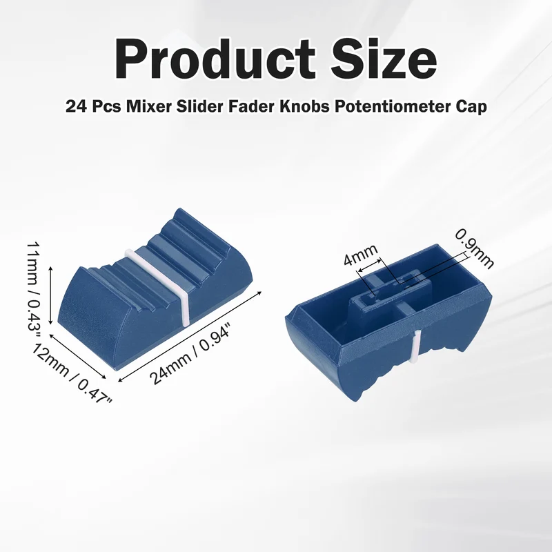24Pcs Mixer Slider Fader Knobs Potentiometer Caps Fit Hole 4x0.9mm Blue White
