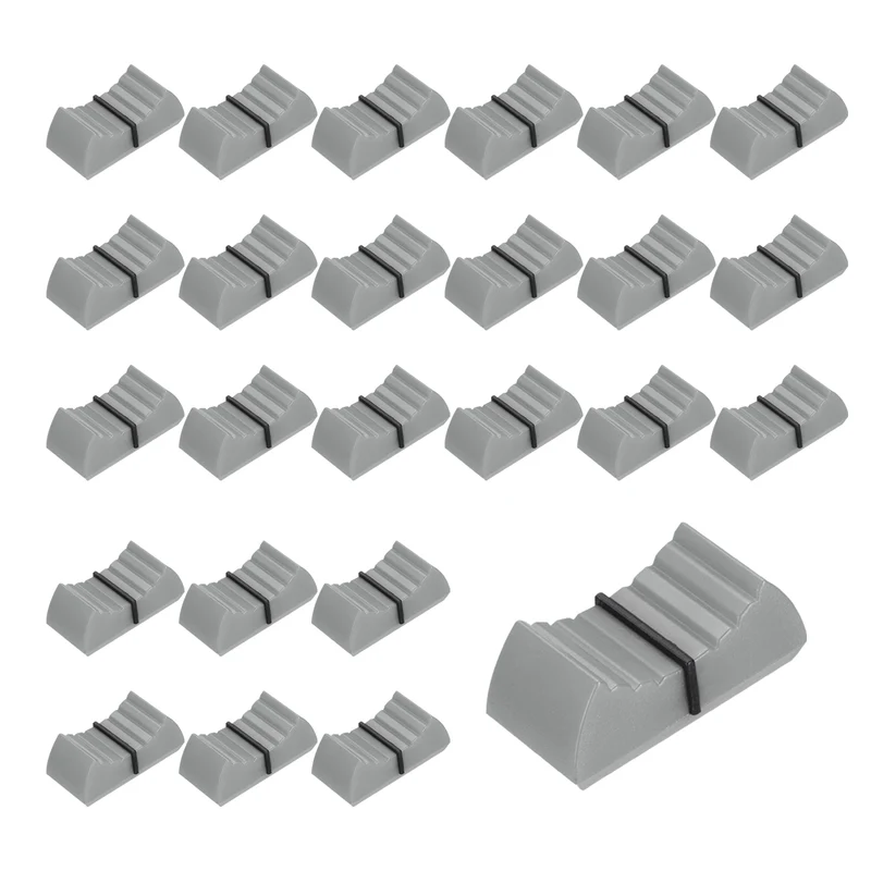 24Pcs Mixer Slider Fader Knobs Potentiometer Caps Fit Hole 8x1.2mm Grey Black