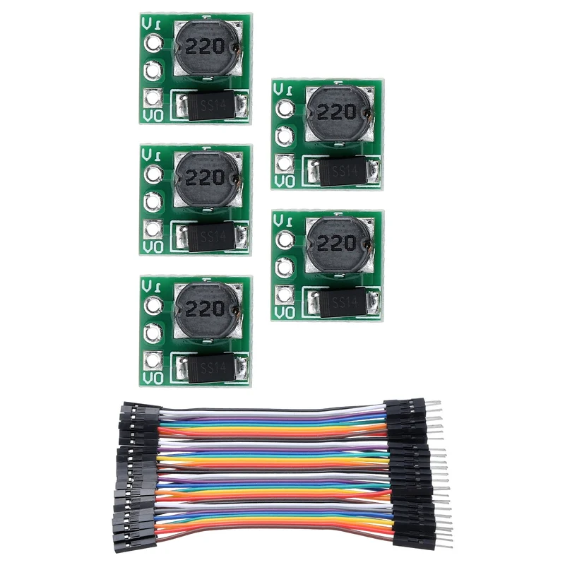 Step Up Module 0.9-5V to 5V with 10cm 40P Lines 5Pcs