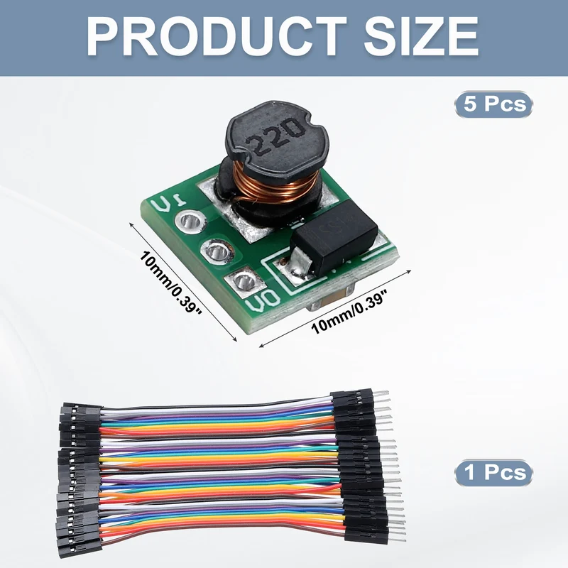 Step Up Module 0.9-5V to 5V with 10cm 40P Lines 5Pcs
