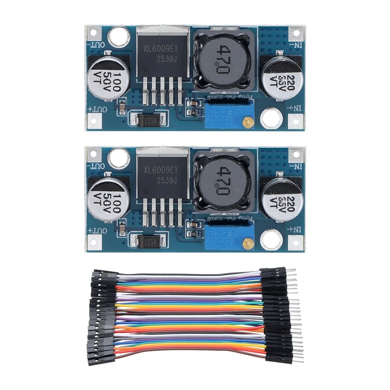 Regulator Adjustable Step Up Module XL 6009 3-32V to 5-35V 10cm 40P Lines 2Pcs