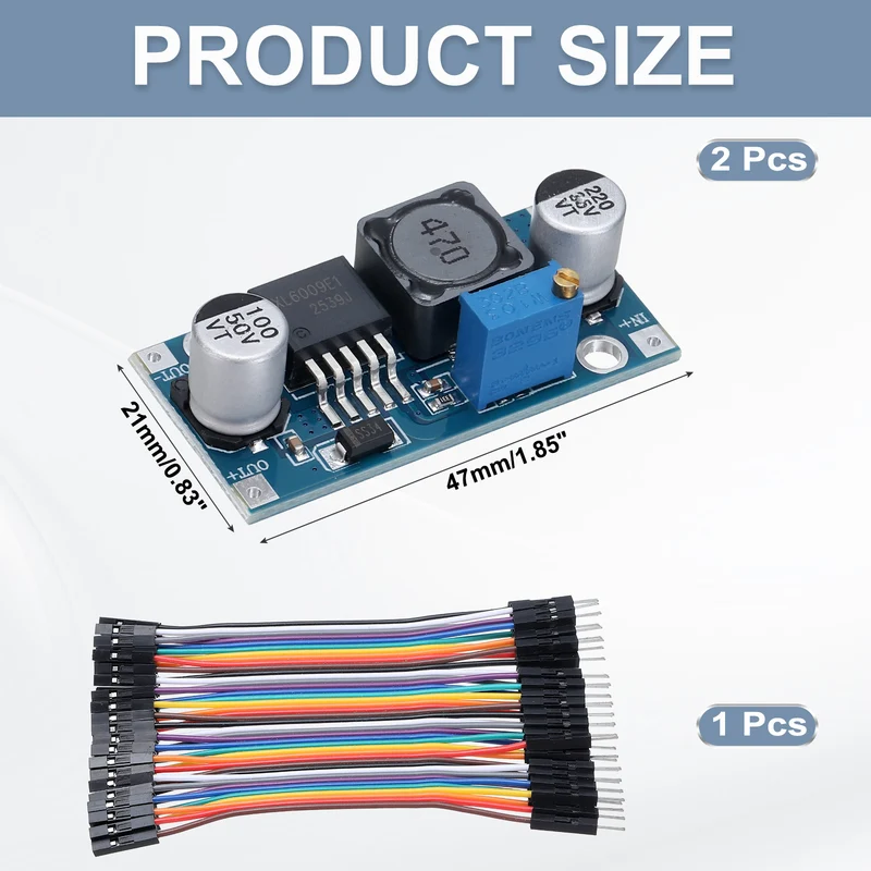 Regulator Adjustable Step Up Module XL 6009 3-32V to 5-35V 10cm 40P Lines 2Pcs