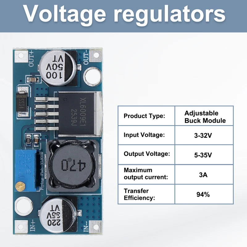 Regulator Adjustable Step Up Module XL 6009 3-32V to 5-35V 10cm 40P Lines 2Pcs