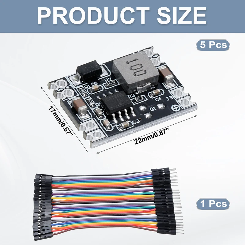 Buck Converter Voltage MP1584 EN 5.3-26V to 5V 3A with 10cm 40P Line 5Pcs