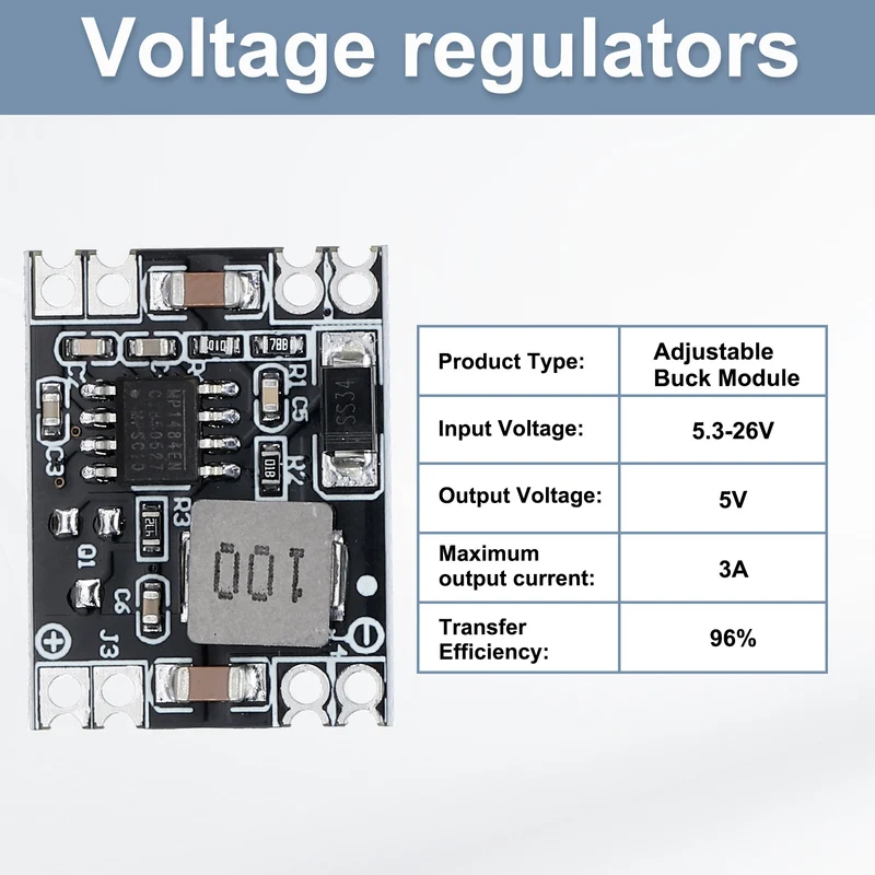 Buck Converter Voltage MP1584 EN 5.3-26V to 5V 3A with 10cm 40P Line 5Pcs