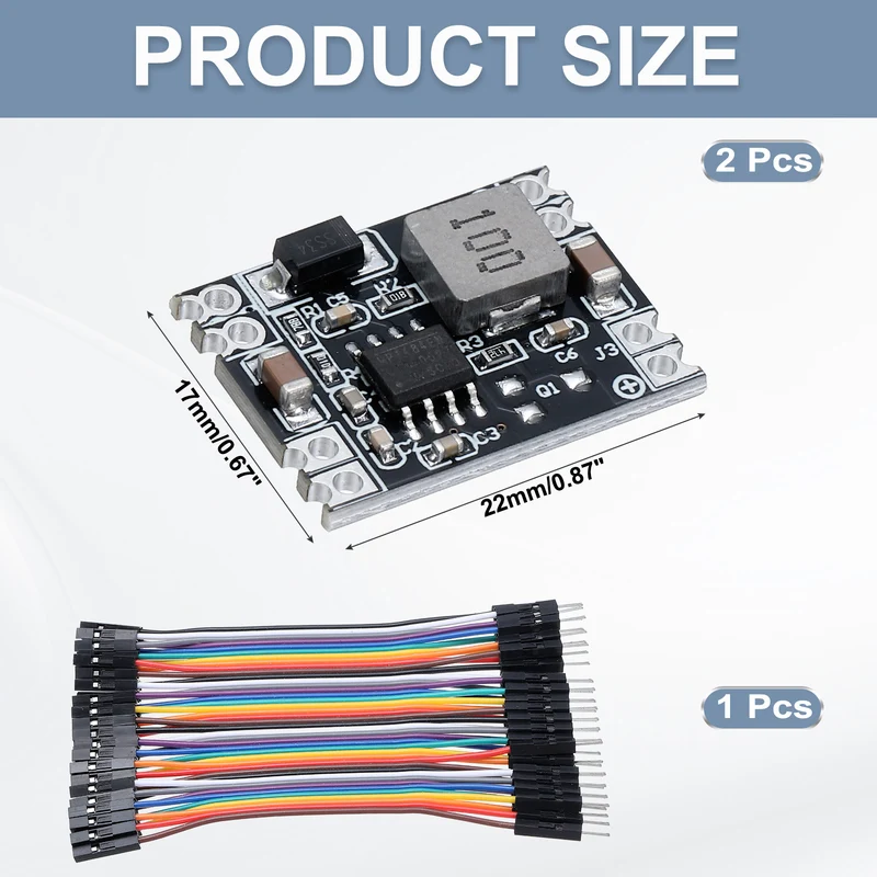 Buck Converter Voltage MP1584 EN 5.3-26V to 5V 3A with 10cm 40P Line 2Pcs