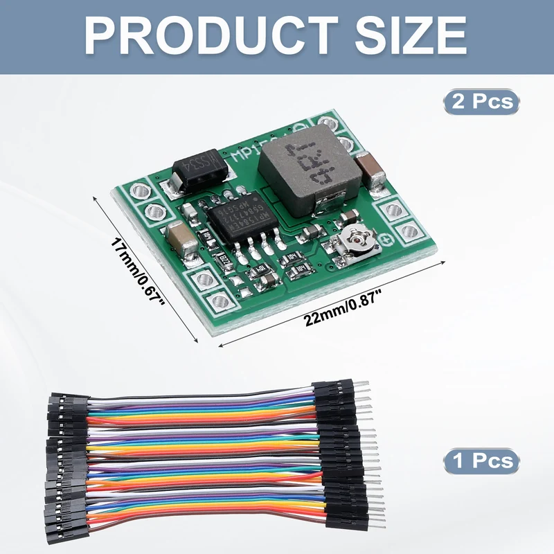 Buck Converter Voltage MP1584 EN 4.5-28V to 0.8-20V 3A with 10cm 40P Line 2Pcs