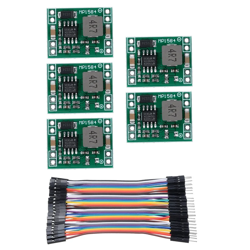 Down Fixed Power Module MP1584 4.5-28V to 5V 3A with 10cm 40P Lines 5 Pcs