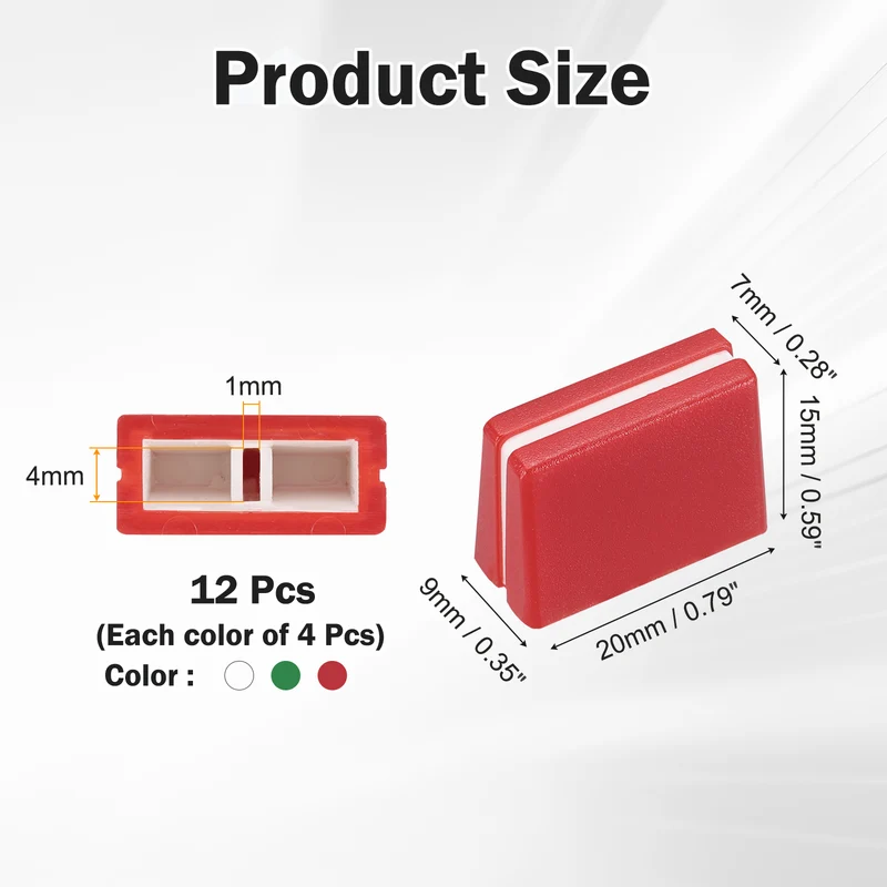 12Pcs Mixer Slider Fader Caps Universal Fader Knobs, Green/Red