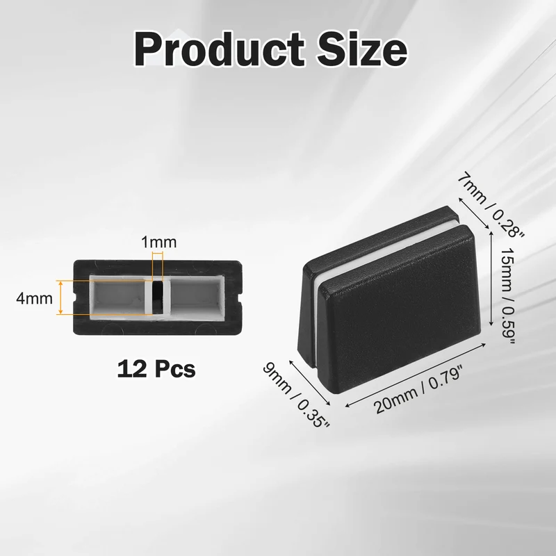 12Pcs Mixer Slider Fader Caps Universal Fader Knobs, Black