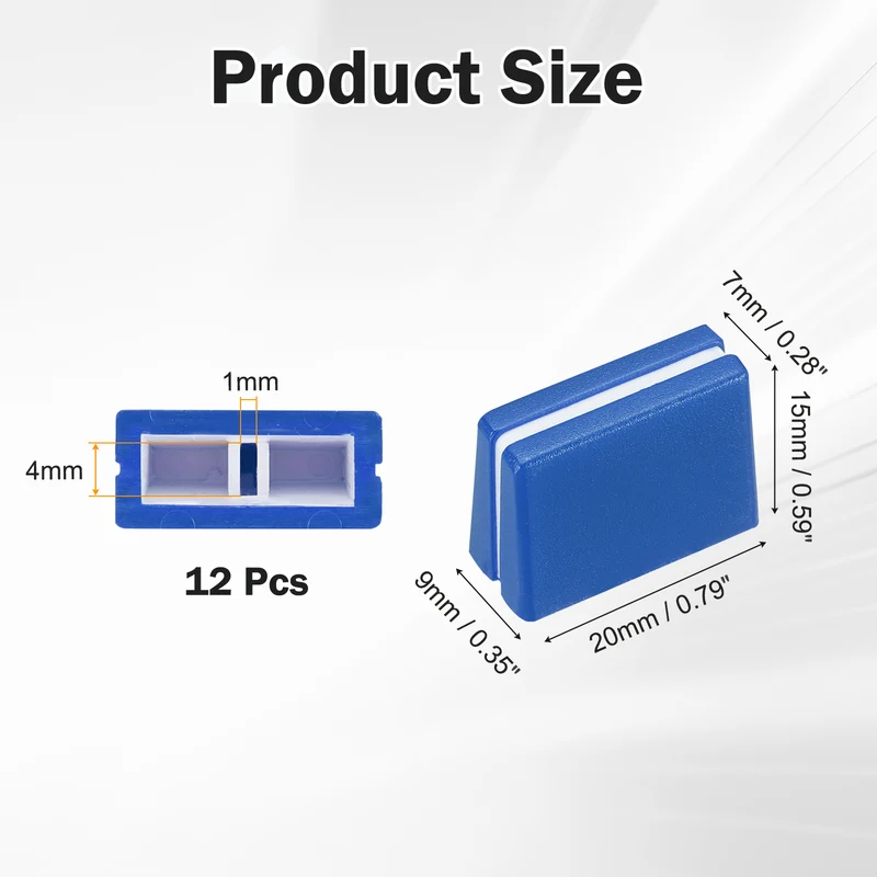 12Pcs Mixer Slider Fader Caps Universal Fader Knobs, Blue
