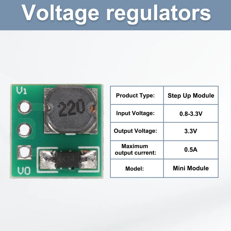 Boost Converter Step Up Module Mini Module 0.8-3.3V to 3.3V 0.5A 8Pcs