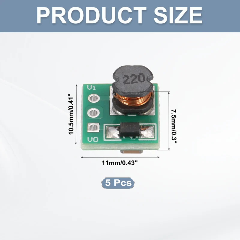 Boost Converter Step Up Module Mini Module 0.8-3.3V to 3.3V 0.5A 5Pcs
