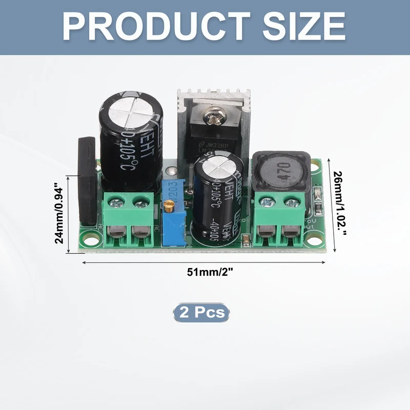 Buck Converter Adjustable Module LM2596HV 5-24VAC & 5-40VDC to 3.3-33V 2.2A 2Pcs