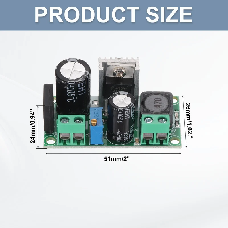 Buck Converter Adjustable Buck Module LM2596HV 5-24VAC & 5-40VDC to 3.3-33V 2.2A