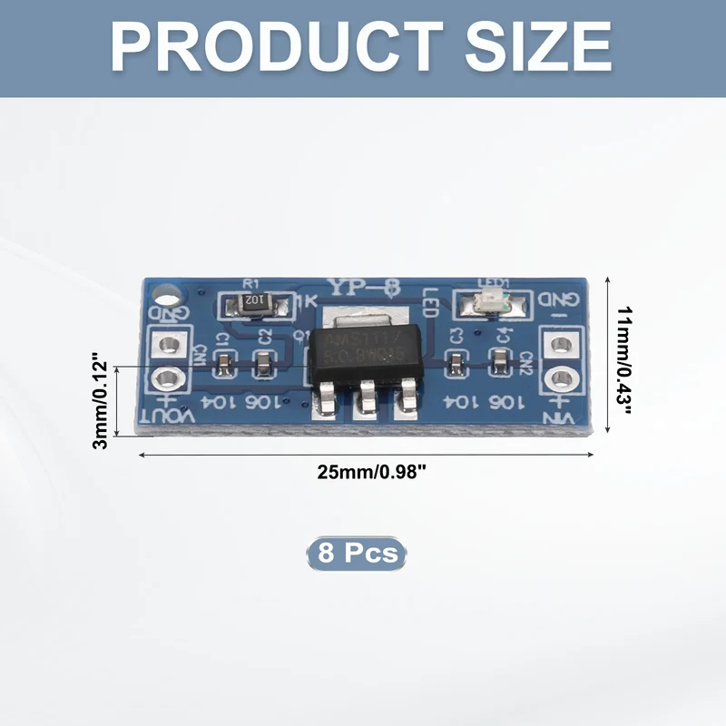 Buck Converter Step Down Power Module AMS-1117 6.5-12V to 5V 0.8A 8Pcs