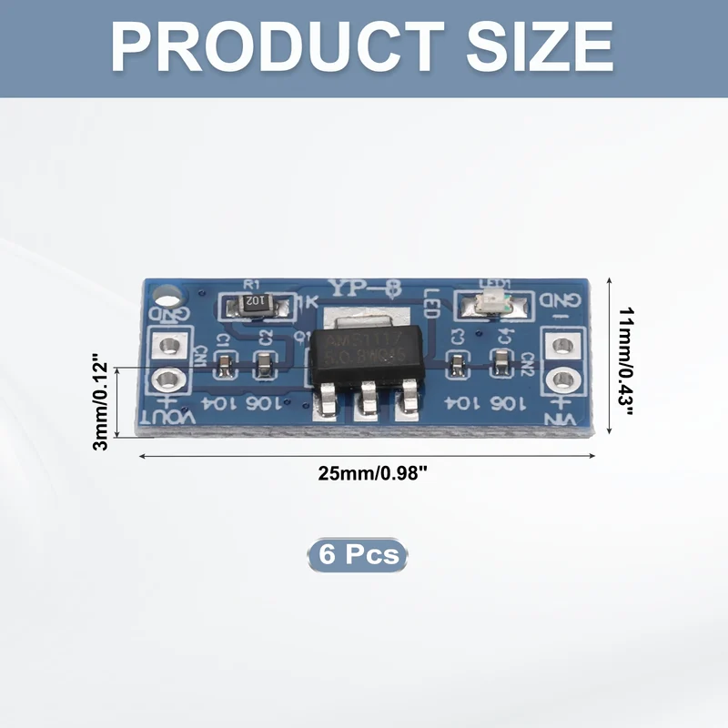 Buck Converter Step Down Power Module AMS-1117 6.5-12V to 5V 0.8A 6Pcs