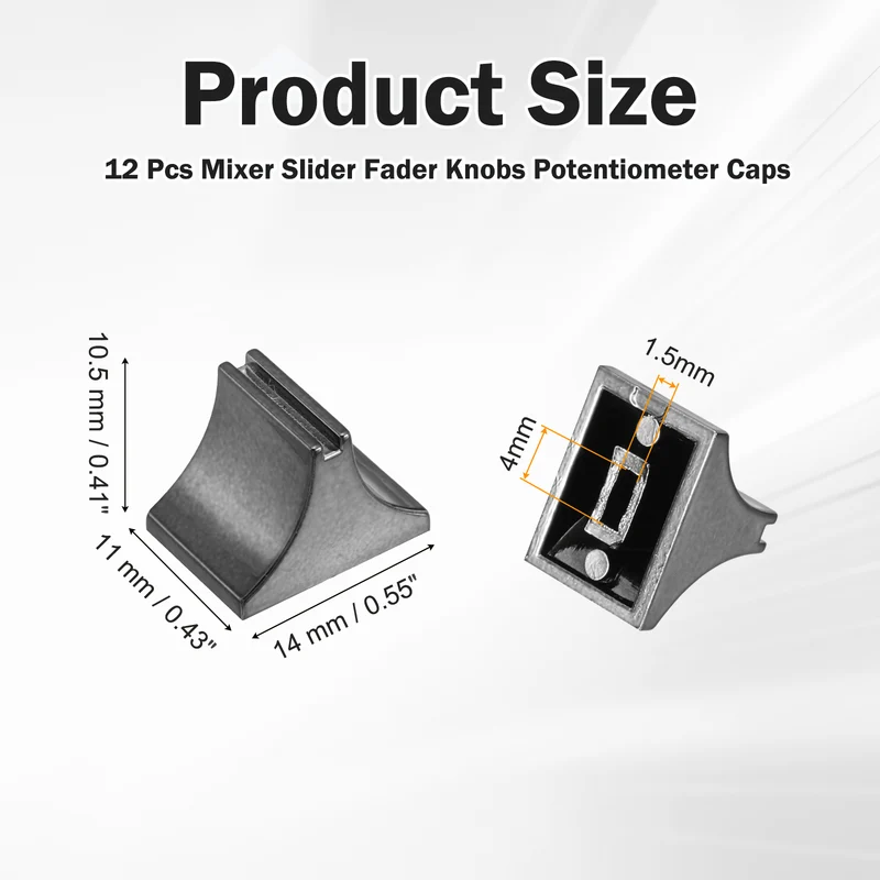 12pcs Mixer Slider Fader Knobs Potentiometer Caps Fit Hole 1.5x4mm Iron Grey