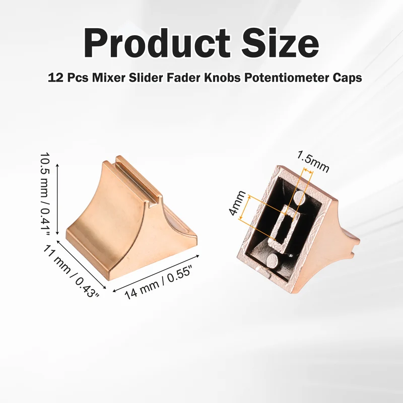 12pcs Mixer Slider Fader Knobs Potentiometer Caps Fit Hole 1.5x4mm Rose Gold