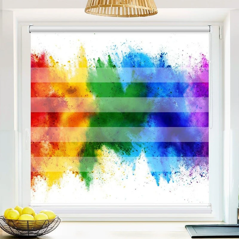 Klemmfix Doppelrollo "Regenbogen Farbkleckse" | Klemm Doppelrollo