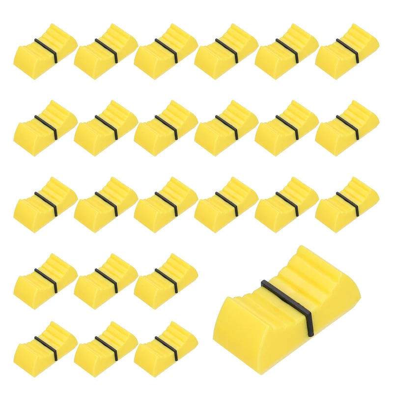 24Pcs Mixer Slider Fader Knobs Potentiometer Caps Fit Hole 4x0.9mm Yellow Black