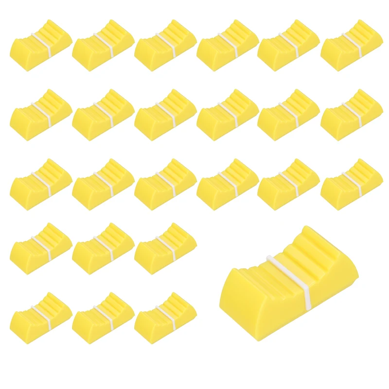 24Pcs Mixer Slider Fader Knobs Potentiometer Caps Fit Hole 8x1.2mm Yellow White