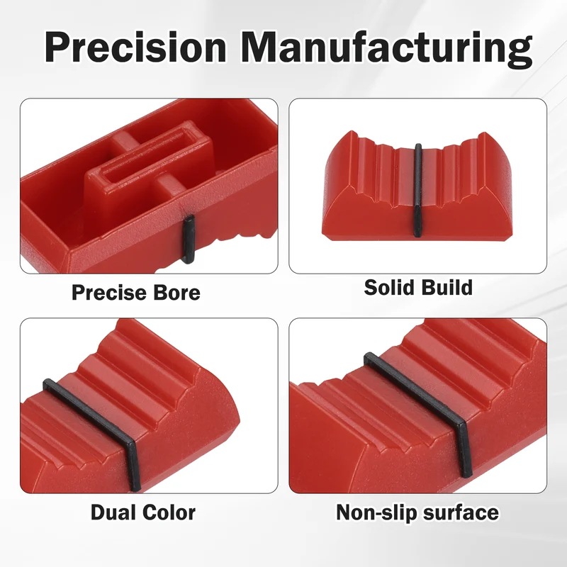 24Pcs Mixer Slider Fader Knobs Potentiometer Caps Fit Hole 4x0.9mm Red Black