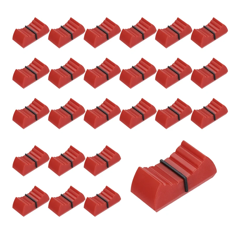 24Pcs Mixer Slider Fader Knobs Potentiometer Caps Fit Hole 8x1.2mm Red Black