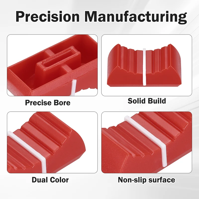 24Pcs Mixer Slider Fader Knobs Potentiometer Caps Fit Hole 4x0.9mm Red White