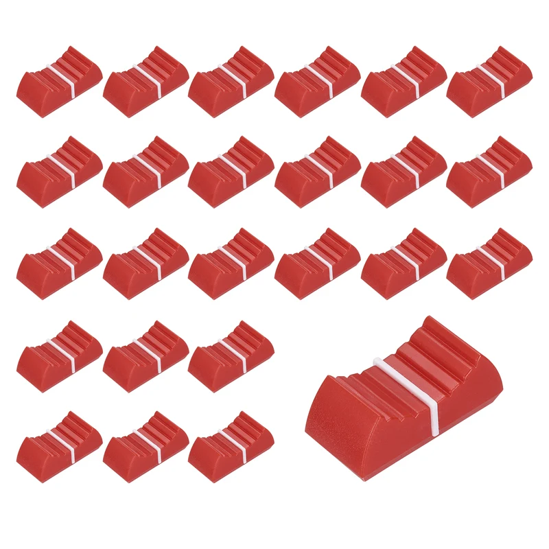 24Pcs Mixer Slider Fader Knobs Potentiometer Caps Fit Hole 8x1.2mm Red White