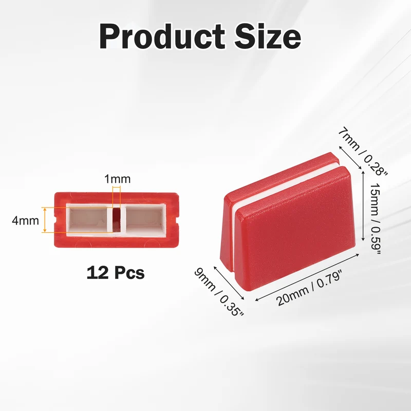 12Pcs Mixer Slider Fader Caps Universal Fader Knobs, Red