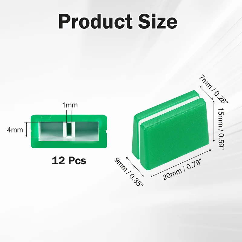 12Pcs Mixer Slider Fader Caps Universal Fader Knobs, Green/White