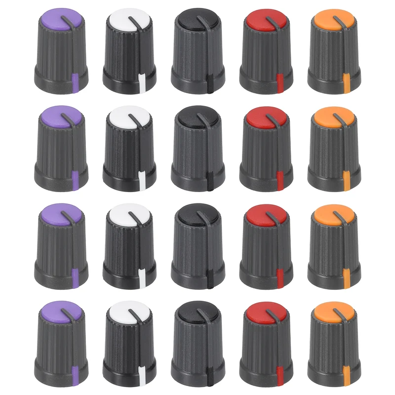 20pcs Potentiometer Knobs 6mm D Type Black White Gray Black Gray Orange