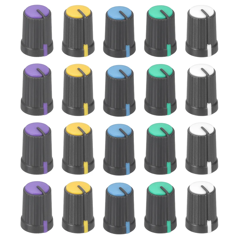 20pcs Potentiometer Knobs 6mm D Type Gray White Gray Yellow Gray Green