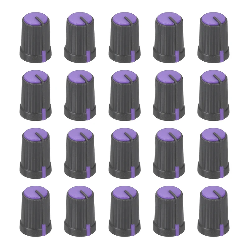 20pcs Potentiometer Knobs 6mm D Type Shaft Hole Gray Purple
