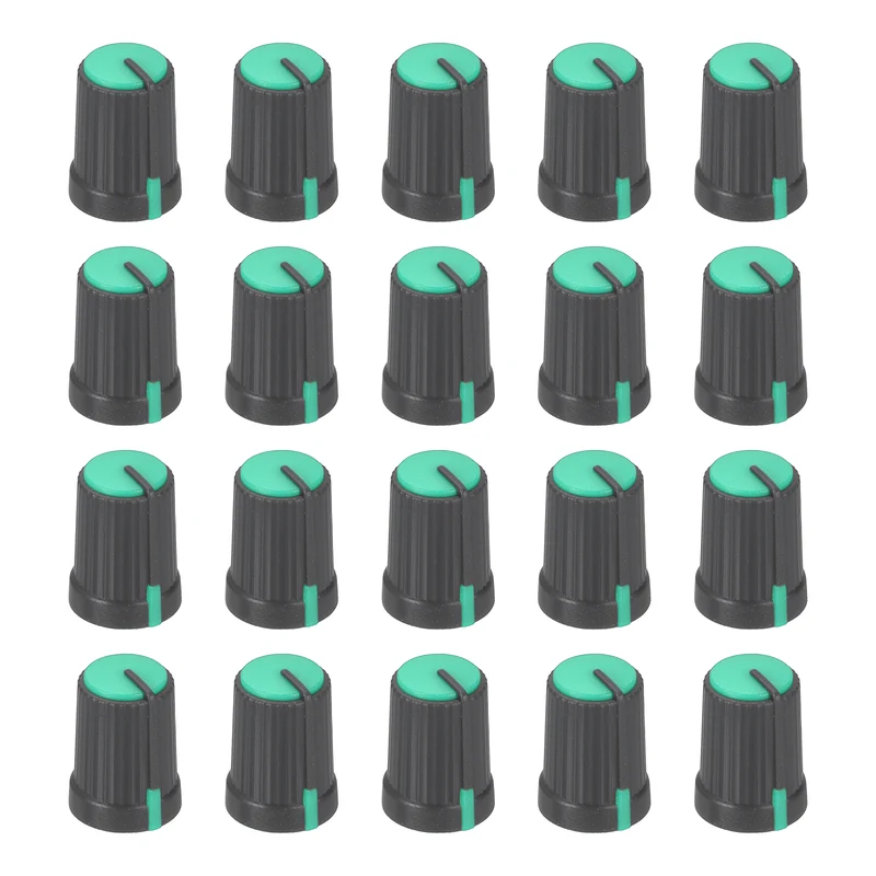 20pcs Potentiometer Knobs 6mm D Type Shaft Hole Gray Green