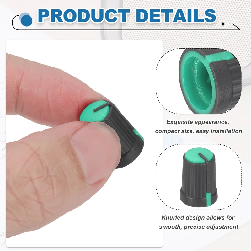 20pcs Potentiometer Knobs 6mm D Type Shaft Hole Gray Green