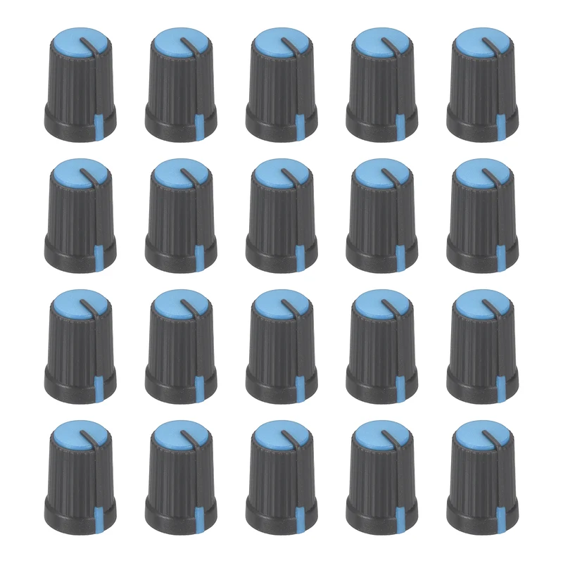 20pcs Potentiometer Knobs 6mm D Type Shaft Hole Gray Blue