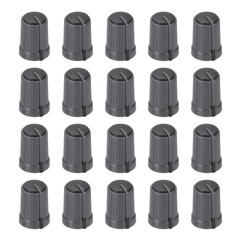 20pcs Potentiometer Knobs 6mm D Type Shaft Hole Gray Black