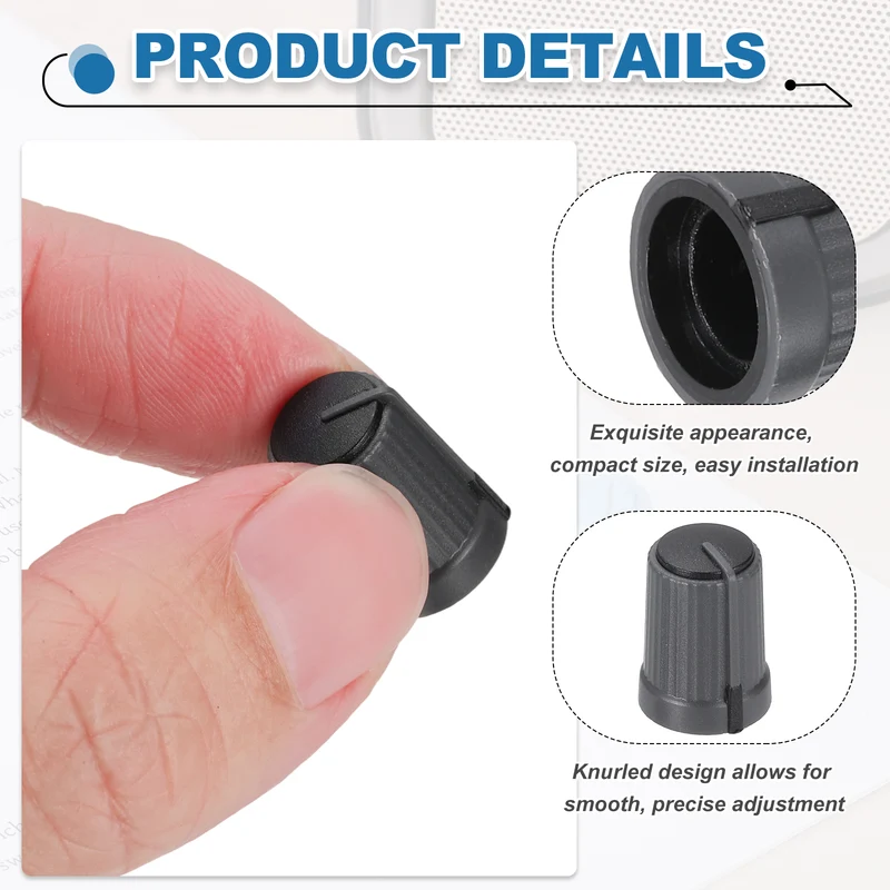 20pcs Potentiometer Knobs 6mm D Type Shaft Hole Gray Black