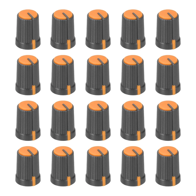 20pcs Potentiometer Knobs 6mm D Type Shaft Hole Gray Orange
