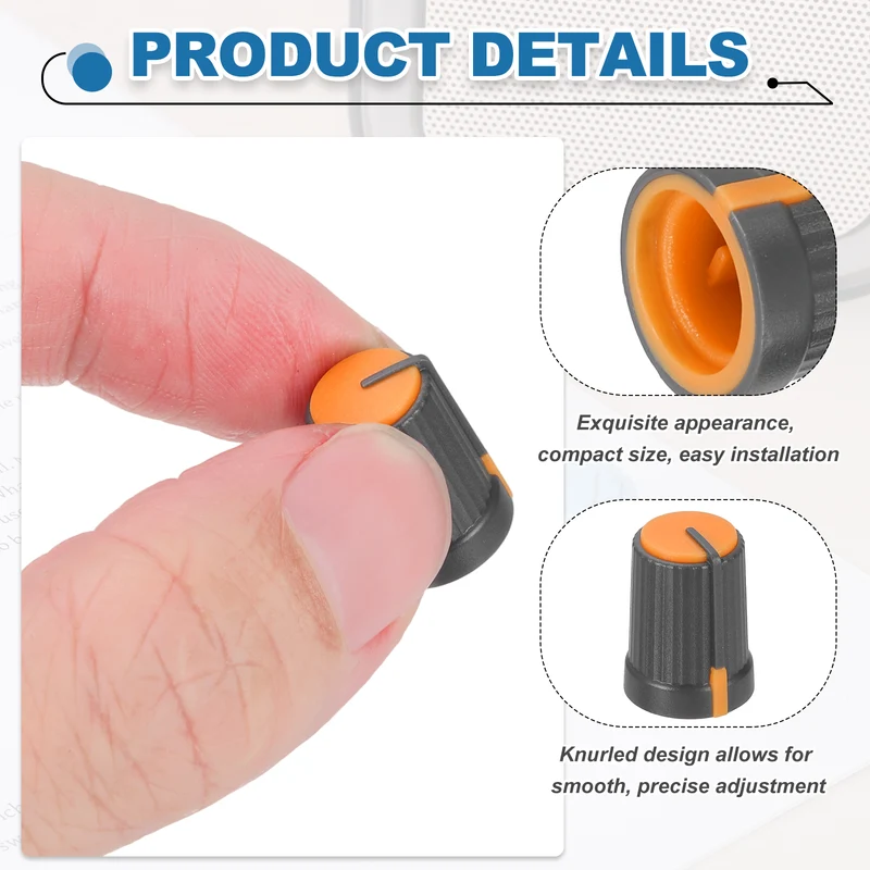20pcs Potentiometer Knobs 6mm D Type Shaft Hole Gray Orange
