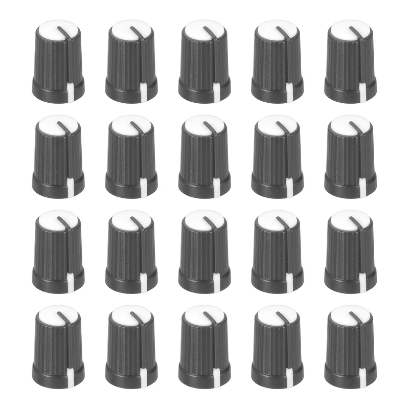 20pcs Potentiometer Knobs 6mm D Type Shaft Hole Gray White