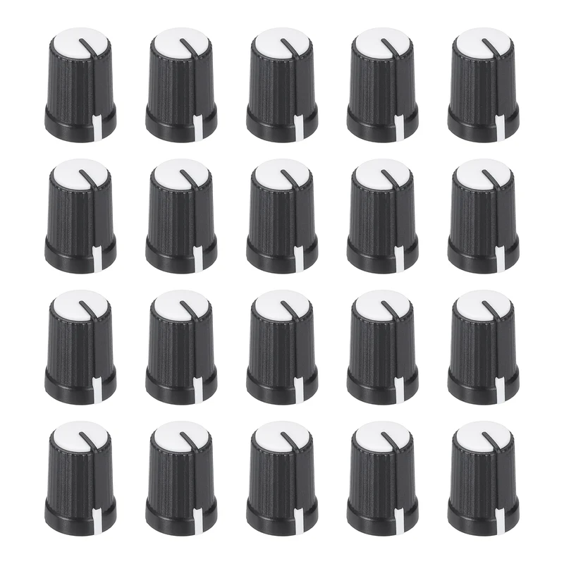20pcs Potentiometer Knobs 6mm D Type Shaft Hole Black White