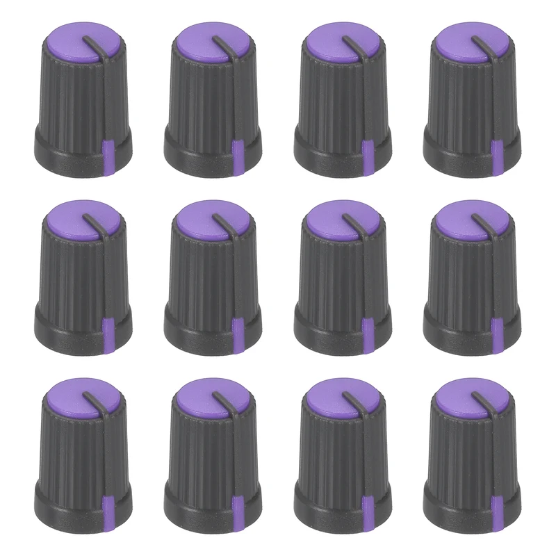 12pcs Potentiometer Knobs 6mm D Type Shaft Hole Gray Purple