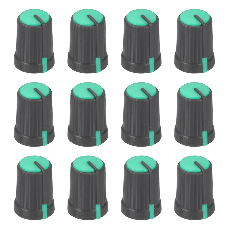 12pcs Potentiometer Knobs 6mm D Type Shaft Hole Gray Green