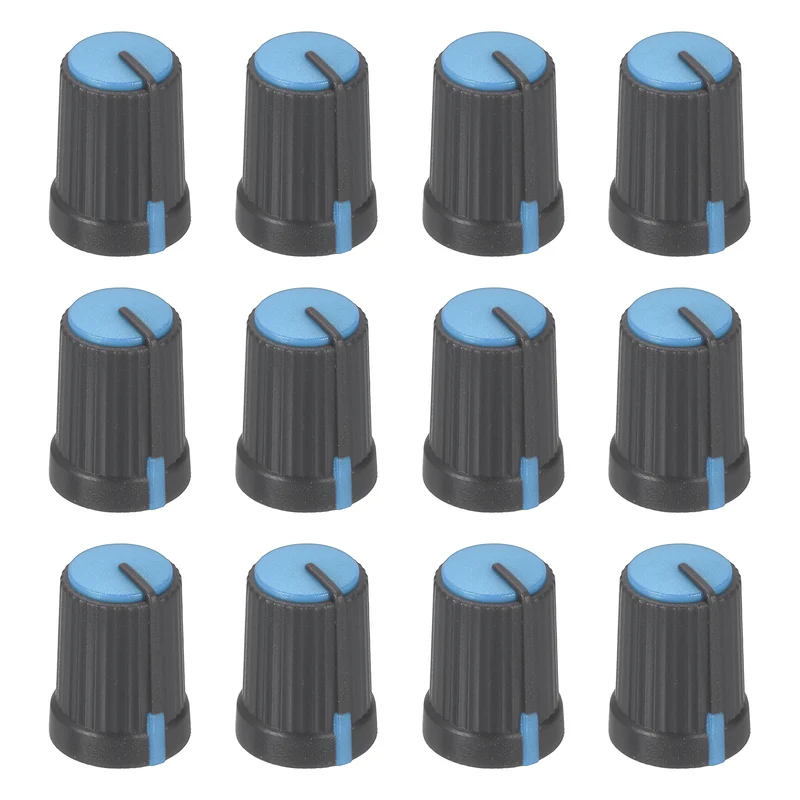 12pcs Potentiometer Knobs 6mm D Type Shaft Hole Gray Blue