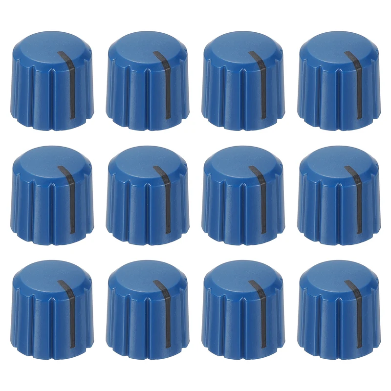12pcs Potentiometer Knobs 6mm Knurled Shaft Hole Blue Black