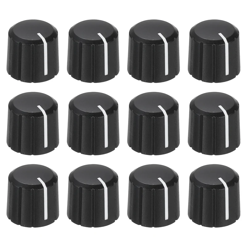 12pcs Potentiometer Knobs 6mm Knurled Shaft Hole Black White