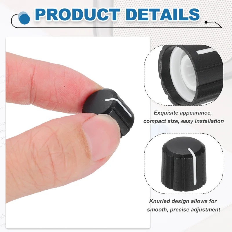 12pcs Potentiometer Knobs 6mm Knurled Shaft Hole Black White